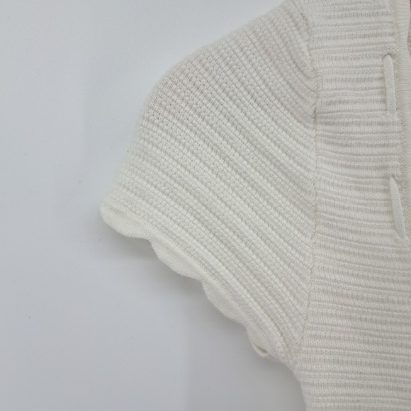 Wilfred XS White Knit Sweater Dress Scallop Trim Y2K‎ Cottagecore Soft Aritzia - Picture 7 of 12